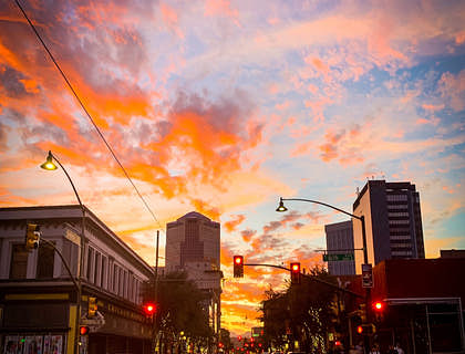 City view of Tucson, Arizona at sunset
