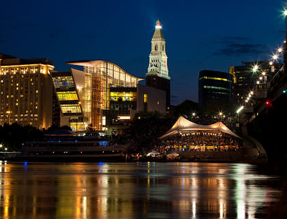 Night view of Hatford city in Connecticut.