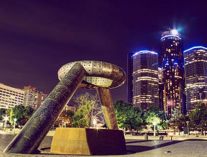 Central business district in Detroit