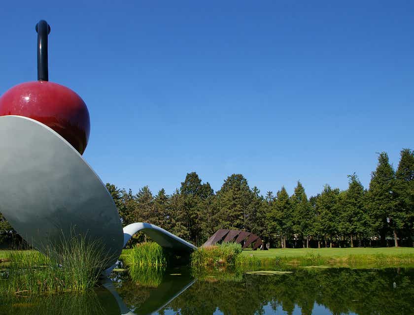 Spoonbridge and cherry sculpture in Minneapolis, Minnesota.