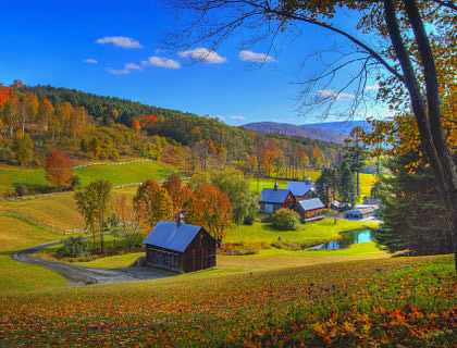 Scenic view of a rural landscape in Vermont.