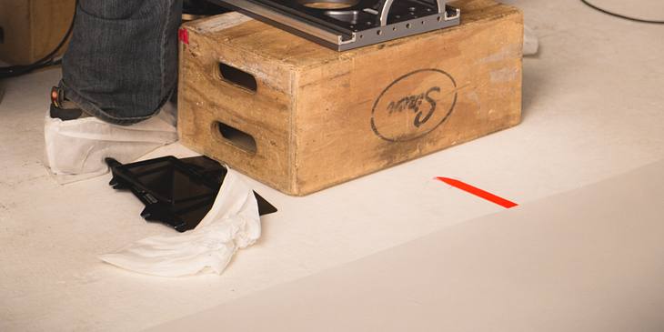 A film crew working on a set.