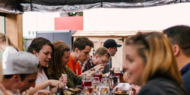 diners enjoying a meal at a restaurant