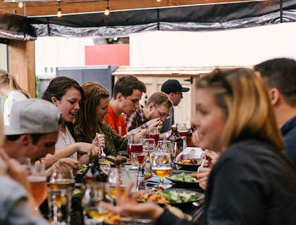 diners enjoying a meal at a restaurant