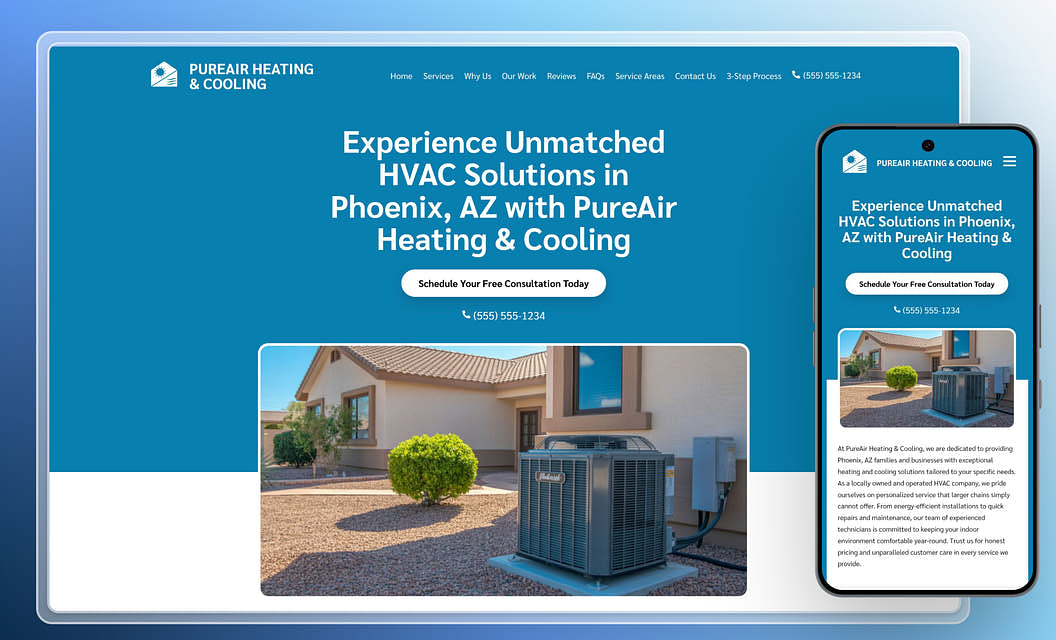 PureAir Heating & Cooling HVAC Website Template