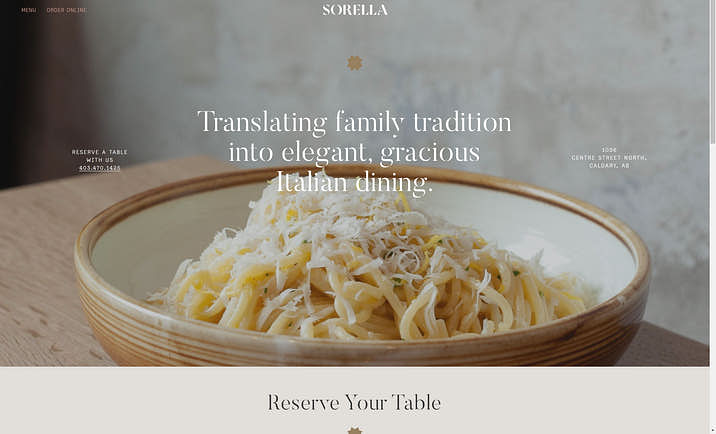 An example of an Italian restaurant website.