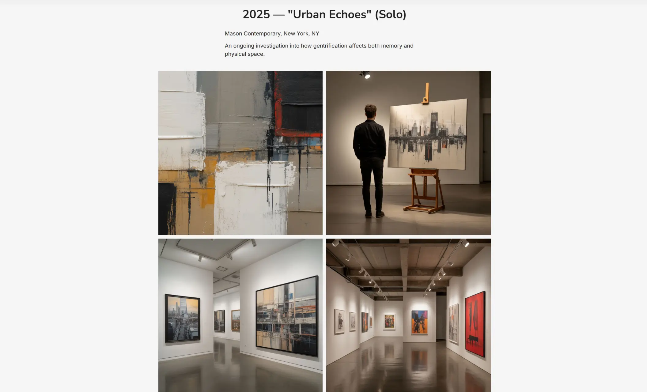 Julian Mercer's website displaying an image gallery