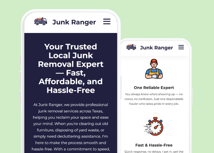 Revive Detailing and Spotless Touch landing pages in two smartphones, side by side, showing mobile view of the websites