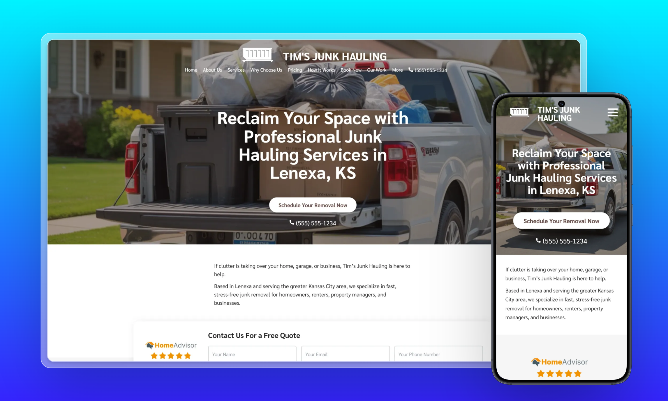 Preview of website template Tim's Junk Hauling