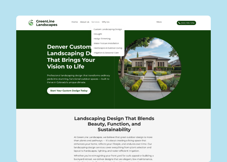 Spotless Touch landing page of a specific service titled 'Post Construction Cleaning' with a contact form on the side