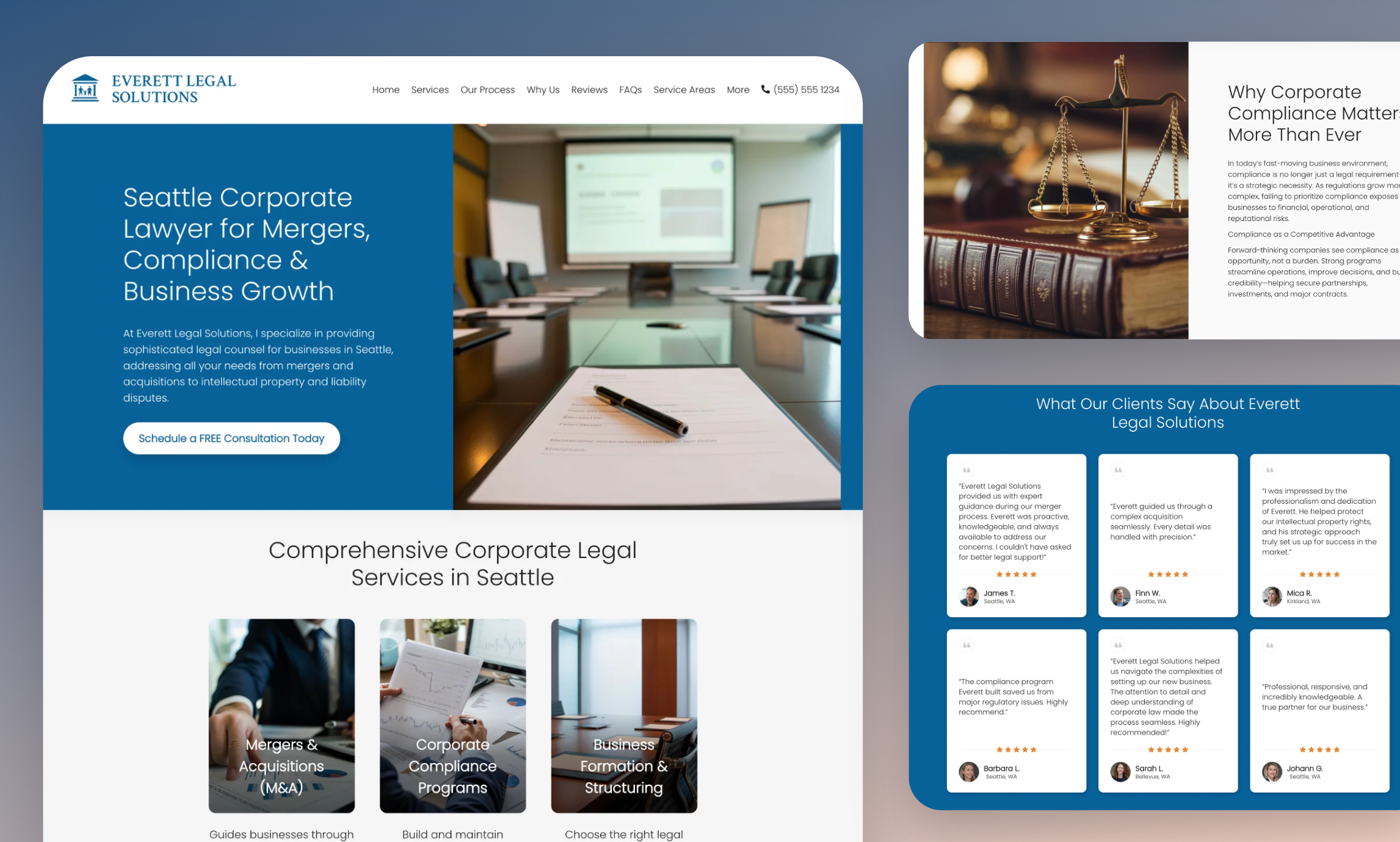 Preview of website template Everett Legal Solutions