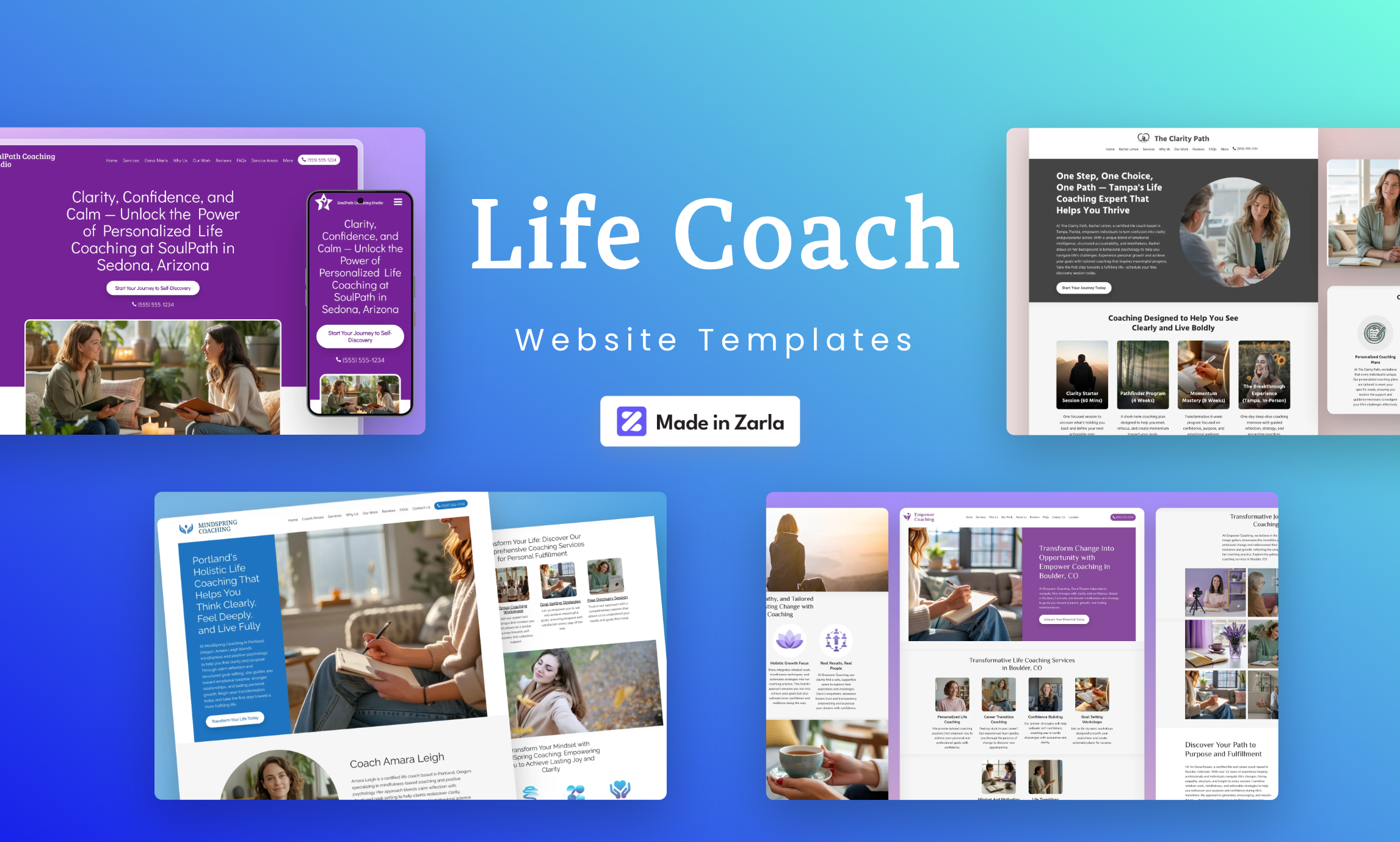 Collection of life coaching website templates