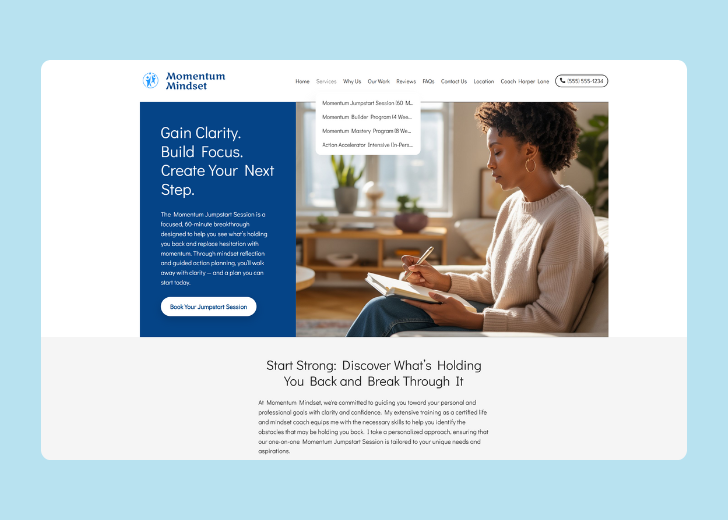 Spotless Touch landing page of a specific service titled 'Post Construction Cleaning' with a contact form on the side