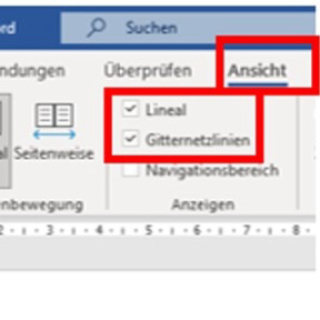Blenden Sie das Lineal und die Gitternetzlinien ein.