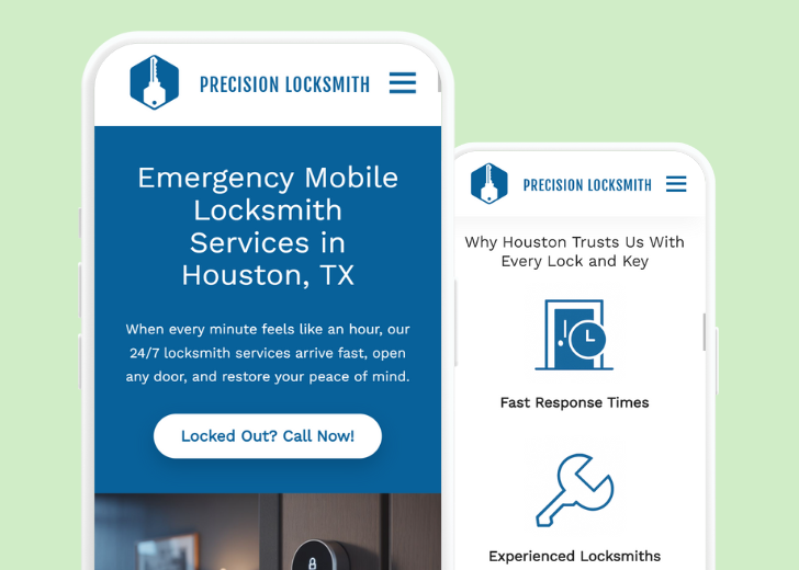 Revive Detailing and Spotless Touch landing pages in two smartphones, side by side, showing mobile view of the websites