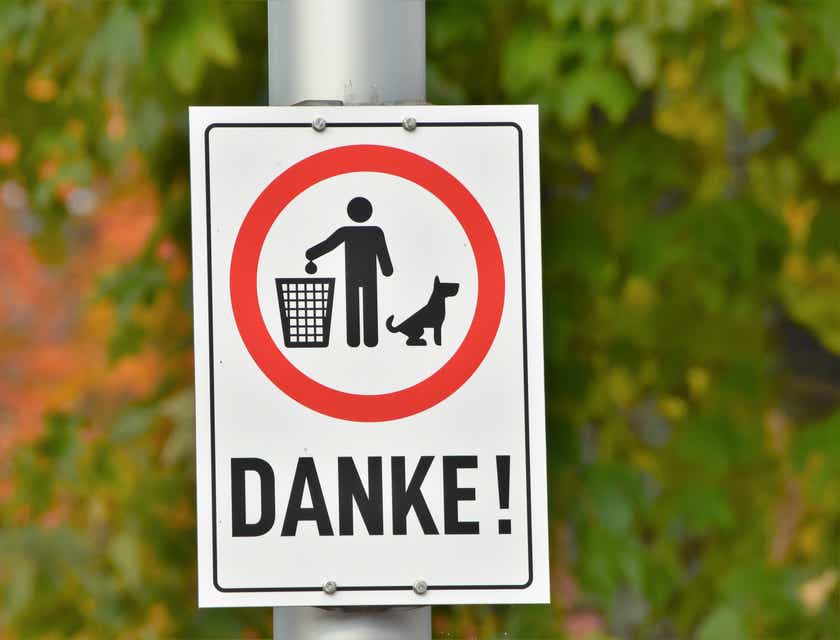 Una señal de aviso con la palabra "danke".