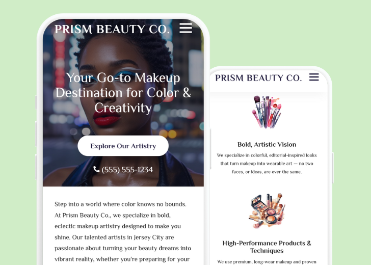 Revive Detailing and Spotless Touch landing pages in two smartphones, side by side, showing mobile view of the websites