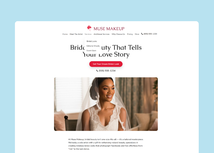 Spotless Touch landing page of a specific service titled 'Post Construction Cleaning' with a contact form on the side