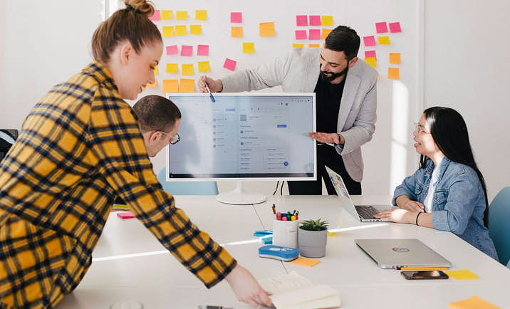 A marketing team working on a project.