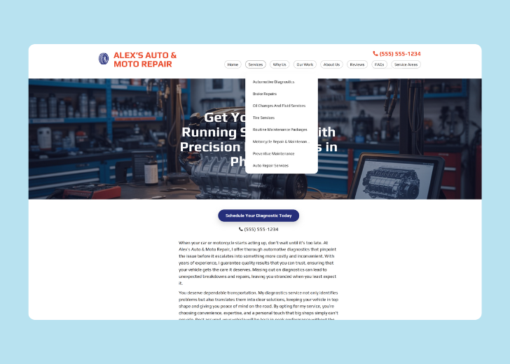 Spotless Touch landing page of a specific service titled 'Post Construction Cleaning' with a contact form on the side
