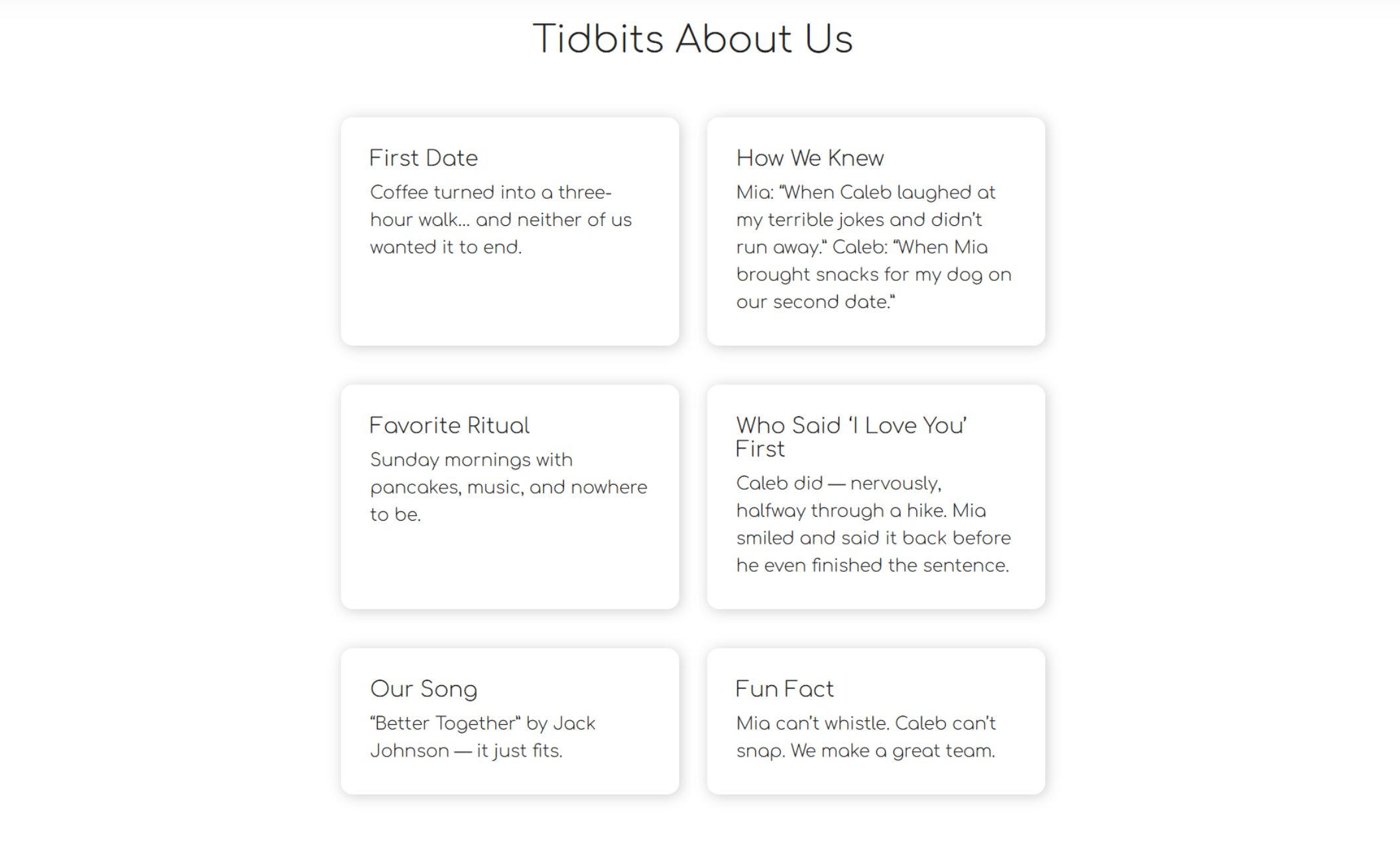 Mia & Caleb’s wedding gift registry section with a photo of blush and burgundy wrapped presents, a warm message about their wishlist, and a bright pink “Amazon Registry” button