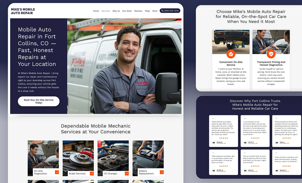 Mike's Mobile Auto Repair Mobile Mechanic Website Template