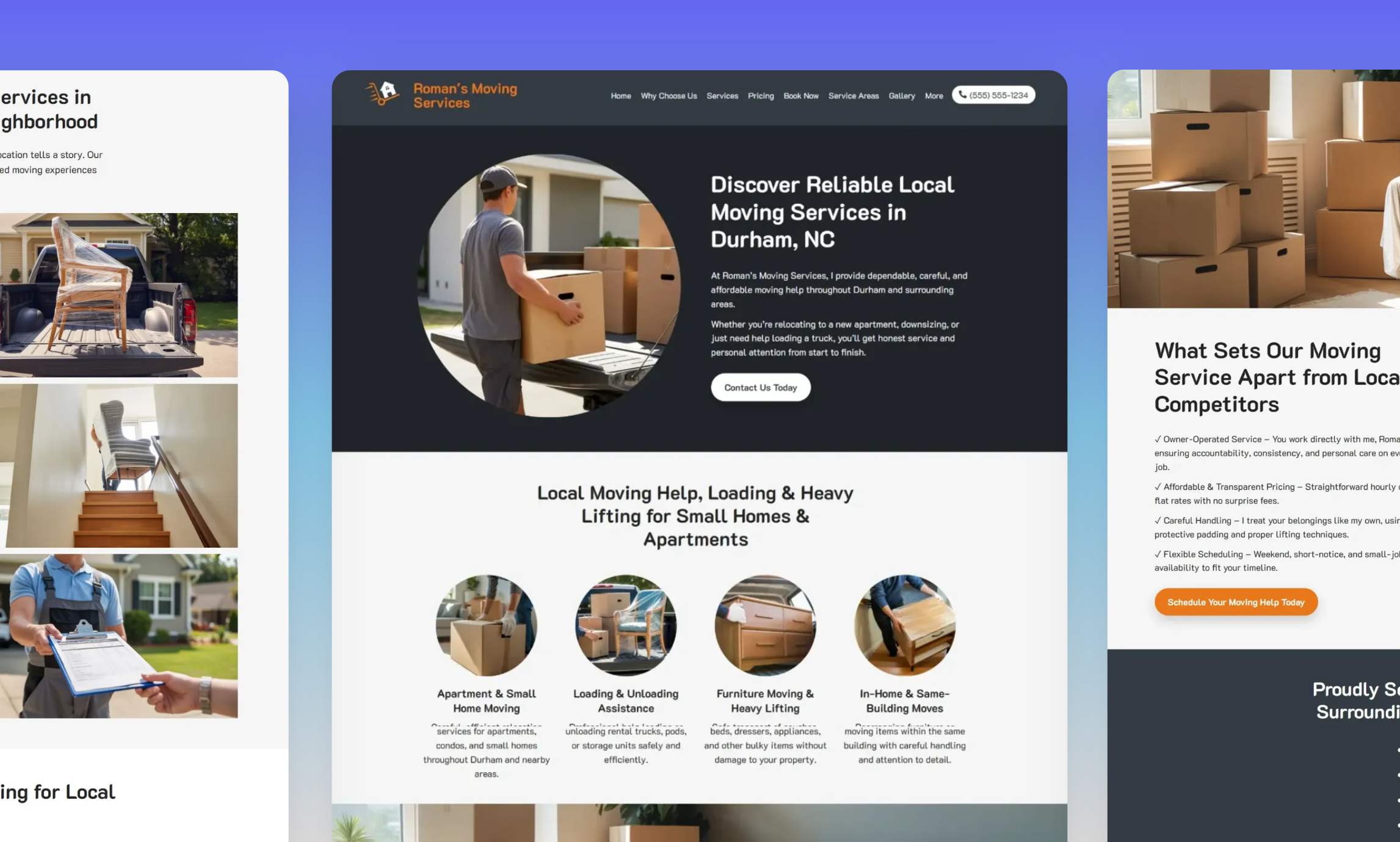 Preview of website template Roman's Moving Services