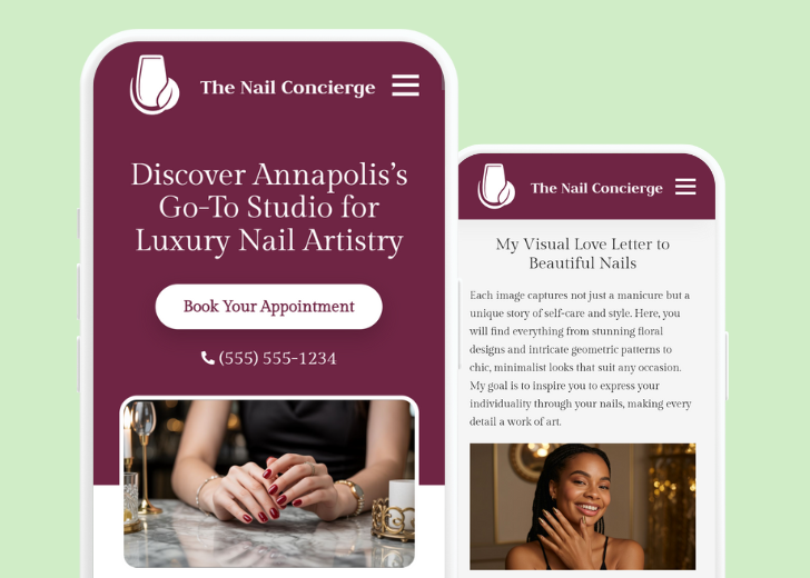 Revive Detailing and Spotless Touch landing pages in two smartphones, side by side, showing mobile view of the websites