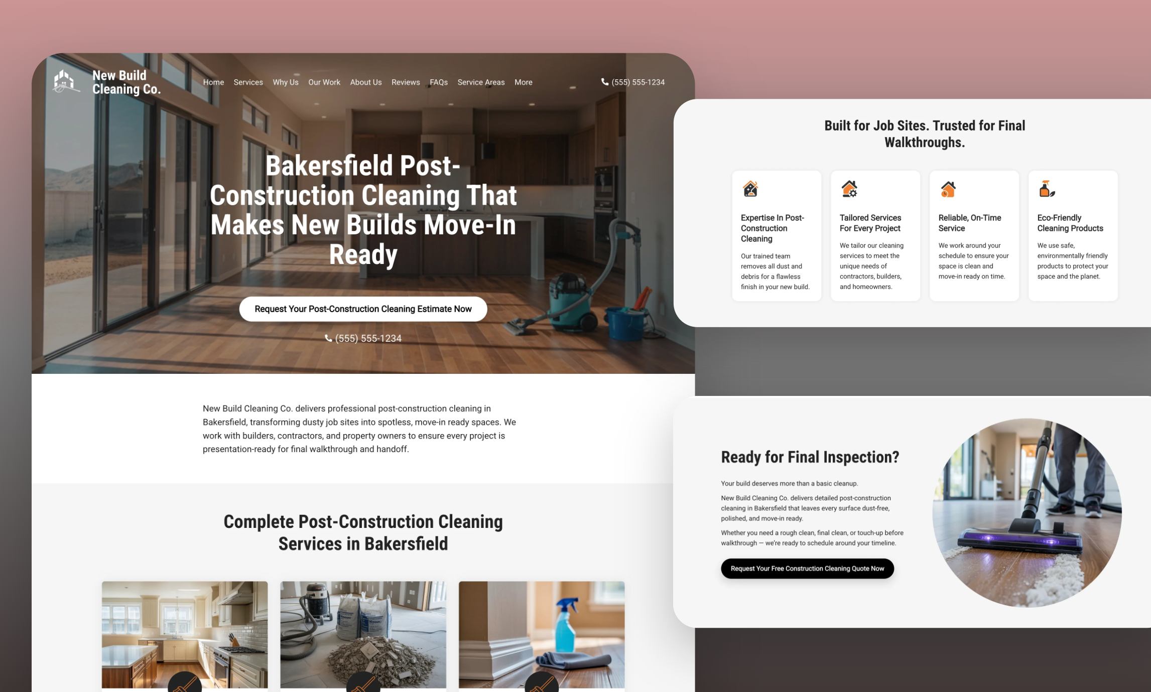 Preview of website template New Build Cleaning Co.