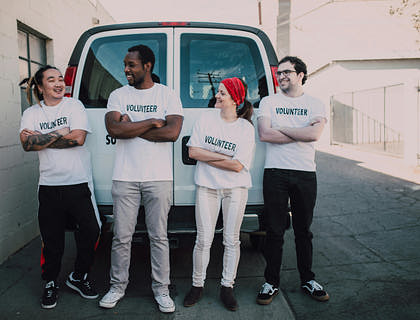 A group of volunteers working at a nonprofit.