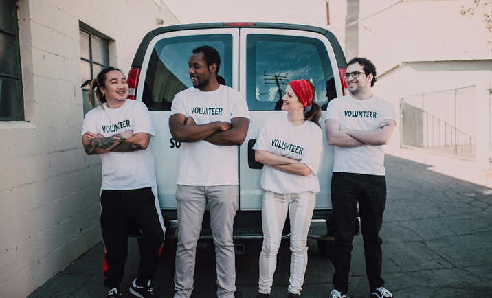 A group of volunteers working at a nonprofit.