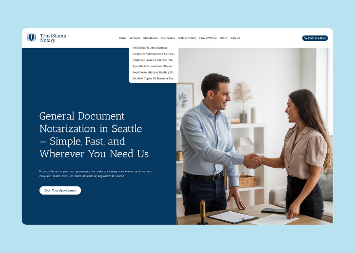 Spotless Touch landing page of a specific service titled 'Post Construction Cleaning' with a contact form on the side