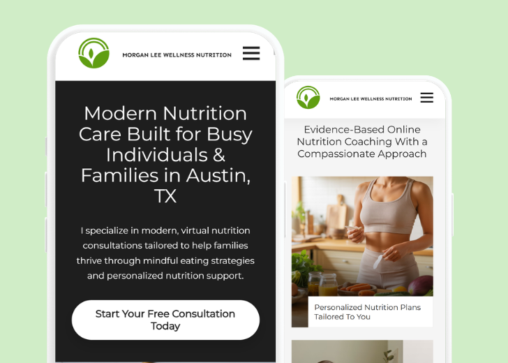 Revive Detailing and Spotless Touch landing pages in two smartphones, side by side, showing mobile view of the websites