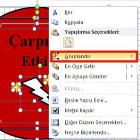 Ögeleri gruplandırın.