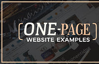 Example of a single-page website with overlaying text that reads "One-Page Website Examples"
