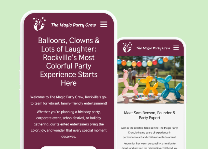 Revive Detailing and Spotless Touch landing pages in two smartphones, side by side, showing mobile view of the websites