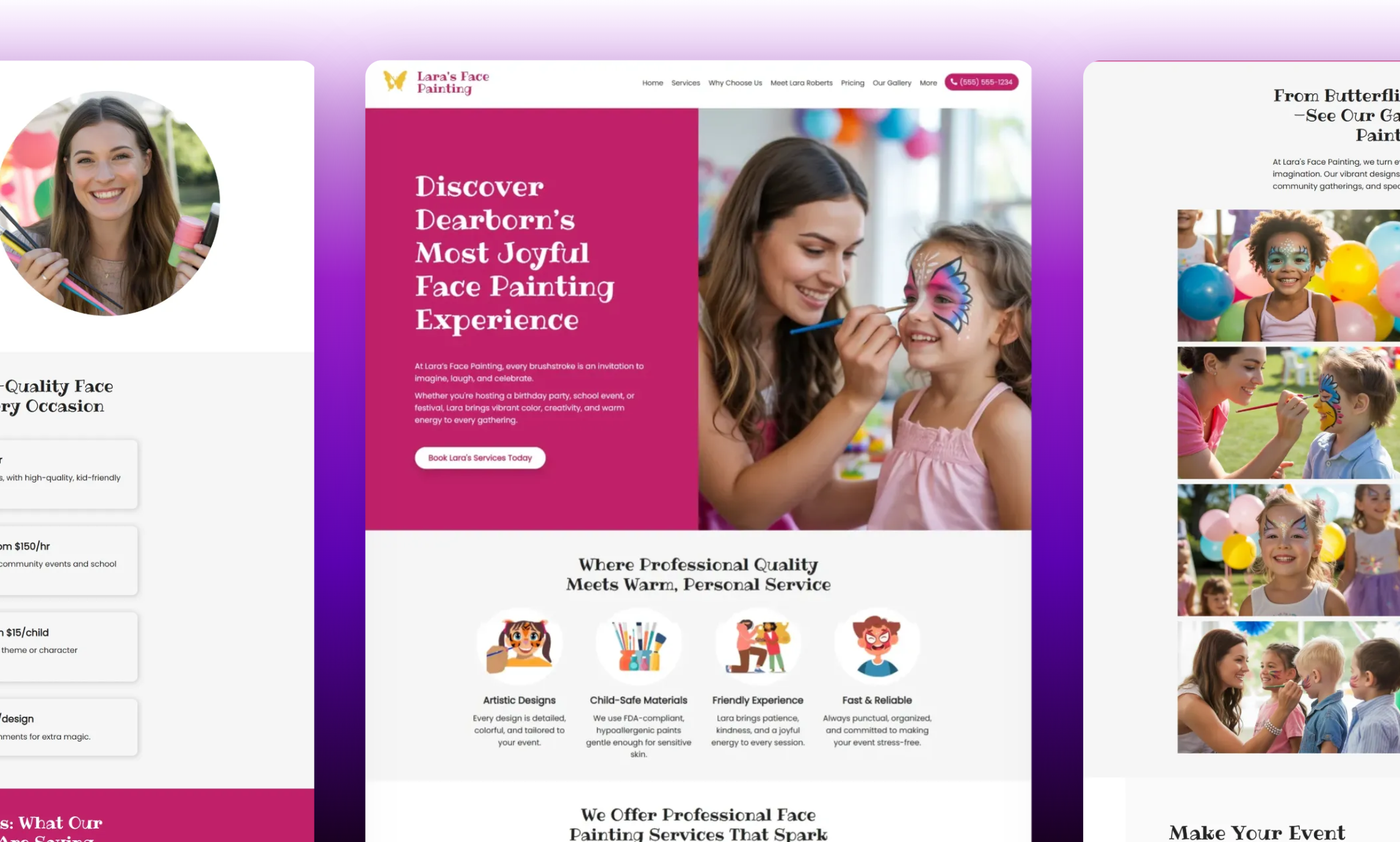 Preview of website template Lara's Face Painting