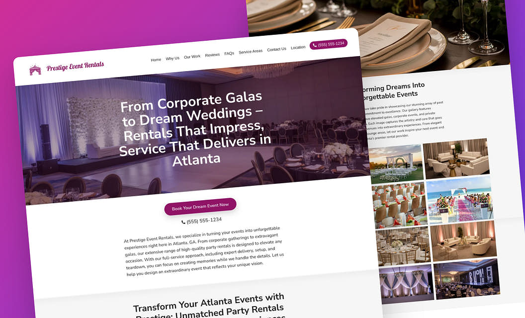Prestige Event Rentals Party Rental Website Template