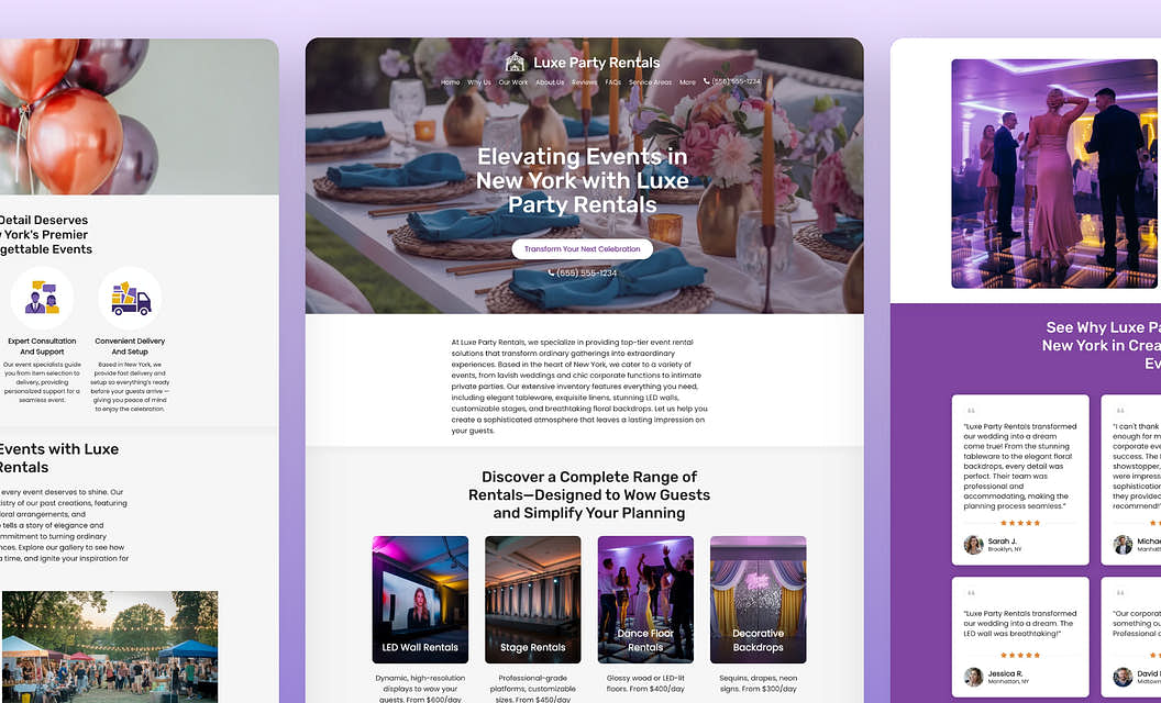 Luxe Party Rentals Party Rental Website Template