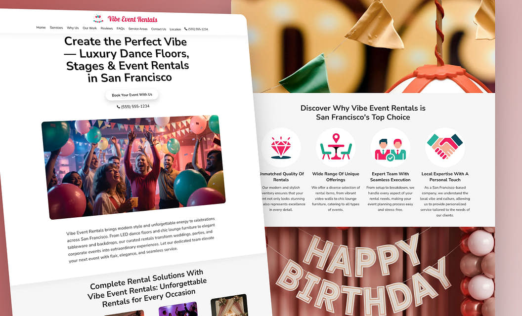 Vibe Event Rentals - Party Rental Website Template