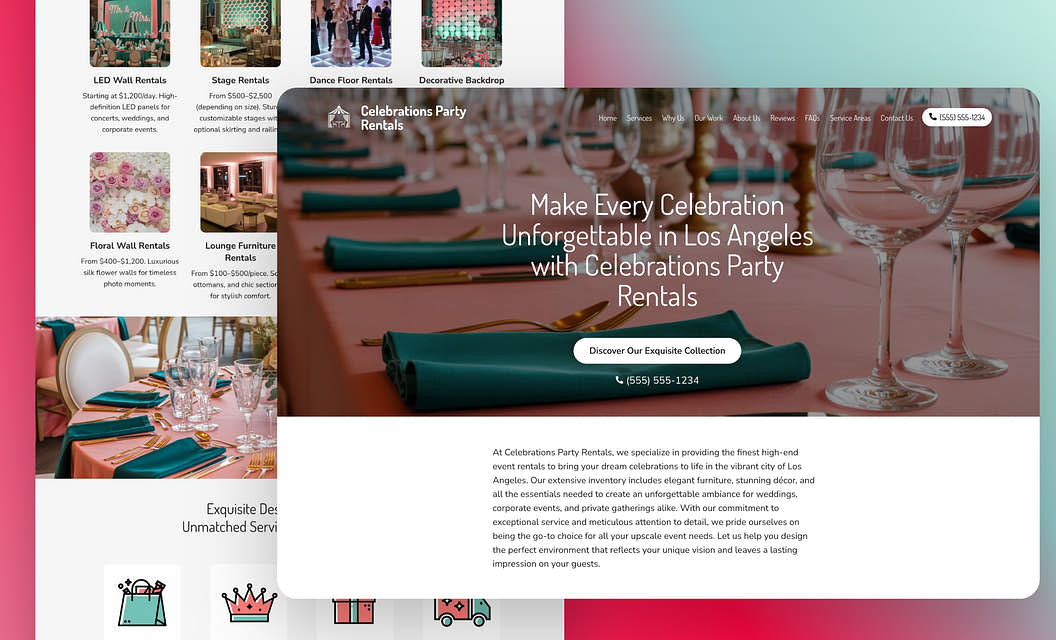 Celebrations Party Rentals Party Rental Website Template
