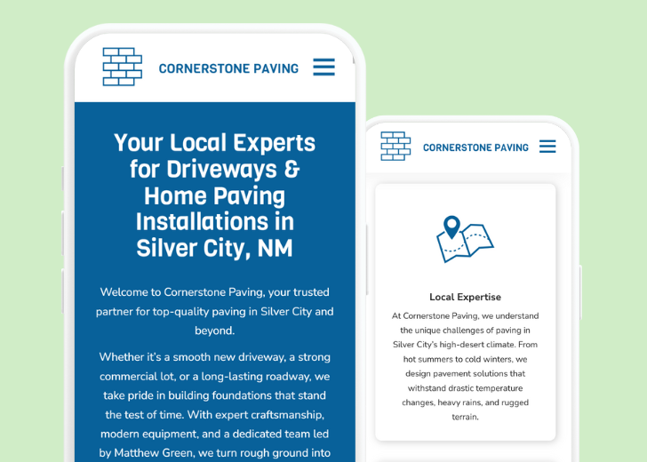 Revive Detailing and Spotless Touch landing pages in two smartphones, side by side, showing mobile view of the websites