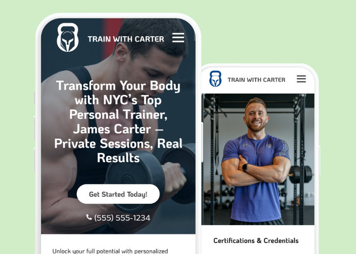 Revive Detailing and Spotless Touch landing pages in two smartphones, side by side, showing mobile view of the websites