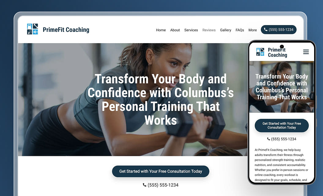 PrimeFit Coaching Personal Trainer Website Template