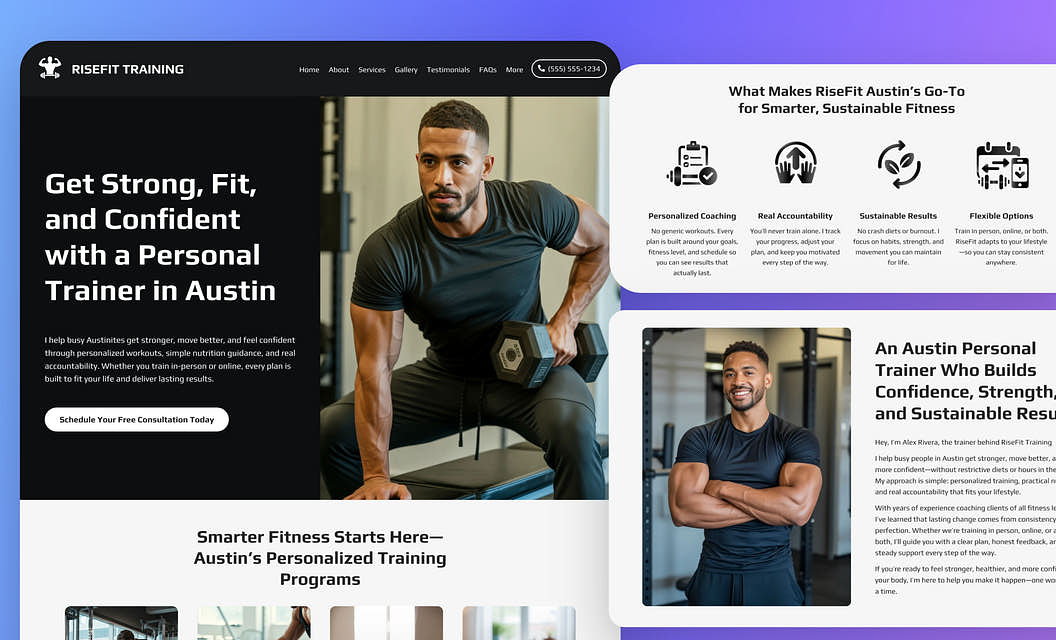 RiseFit Training Co. Personal Trainer Website Template
