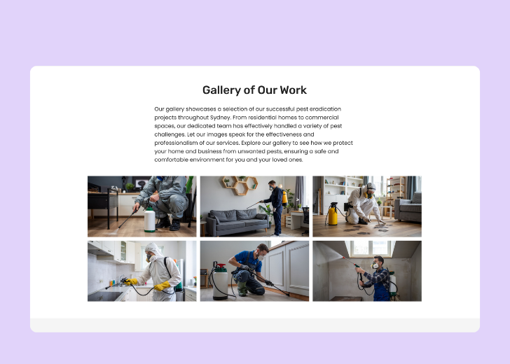 Gallery section titled 'Explore Our Stunning Home Remodeling Projects' with a gallery of 6 images of wooden-themed interior design in a masonry grid layout