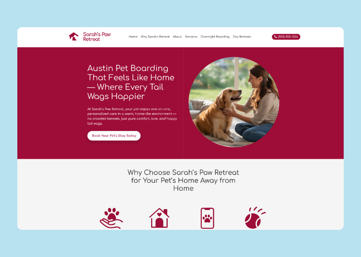 Revive Detailing landing page with the tagline 'Elevate the appearance and condition of your vehicle with Revive Detailing' with a picture of a shiny red car