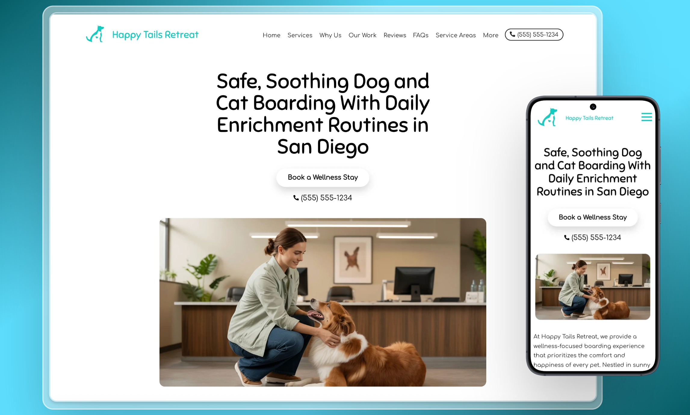 Preview of website template Happy Paws Retreat