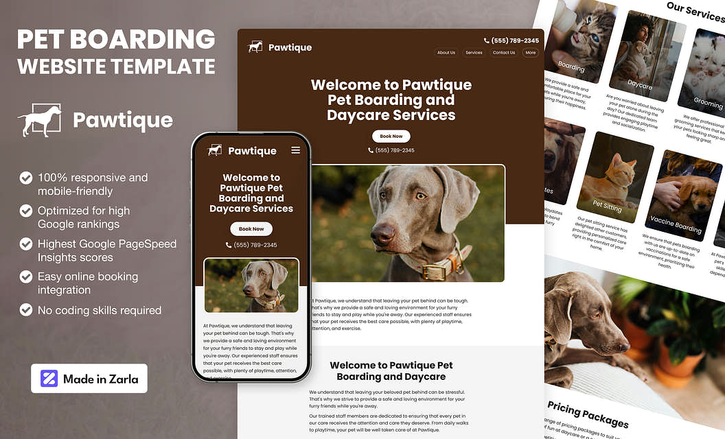 Pawtique Pet Boarding Website Template