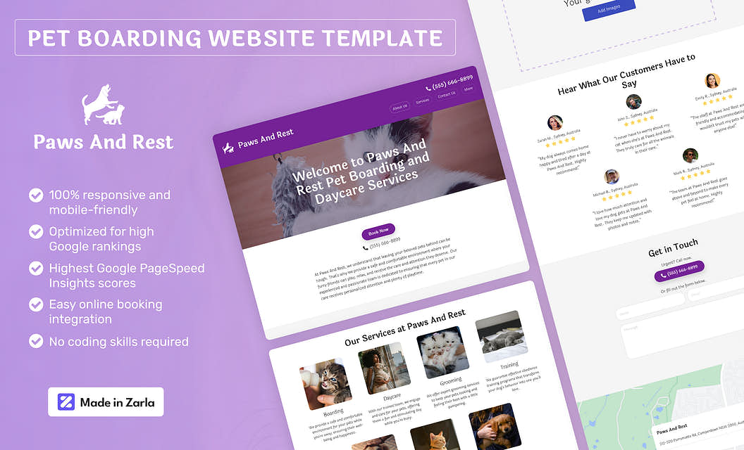 Paws and Rest Pet Boarding Website Template
